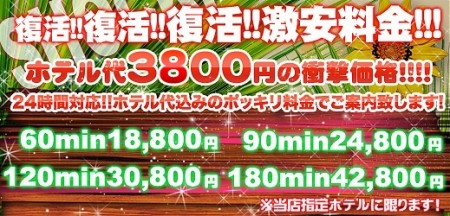 ホテル代込激安プライスでご案内!!